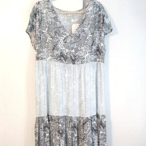 Wonderly 100% Rayon Mixed Media Maxi Dress in Size L (NWT)